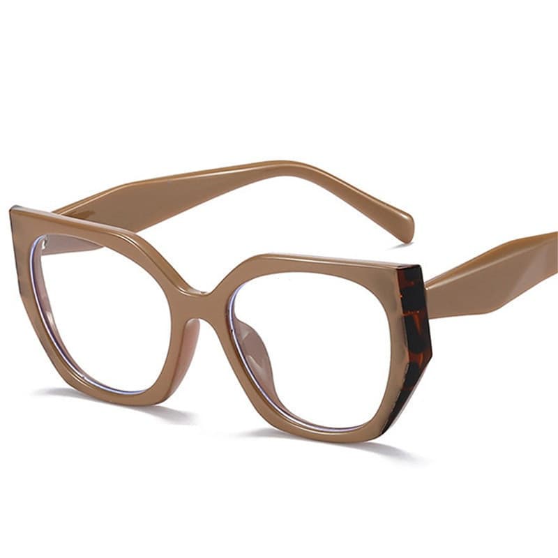 Vintage Polígono Olho De Gato Feminino Armação De Óculos Moda Transparente Anti-Blu-Ray Lentes Homens Óptica Dupla Cor