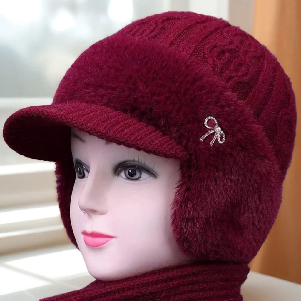 Chapéu de inverno para idosos de meia-idade, feminino, avó, mãe, idosos, chapéu quente, pele de coelho, proteção de orel