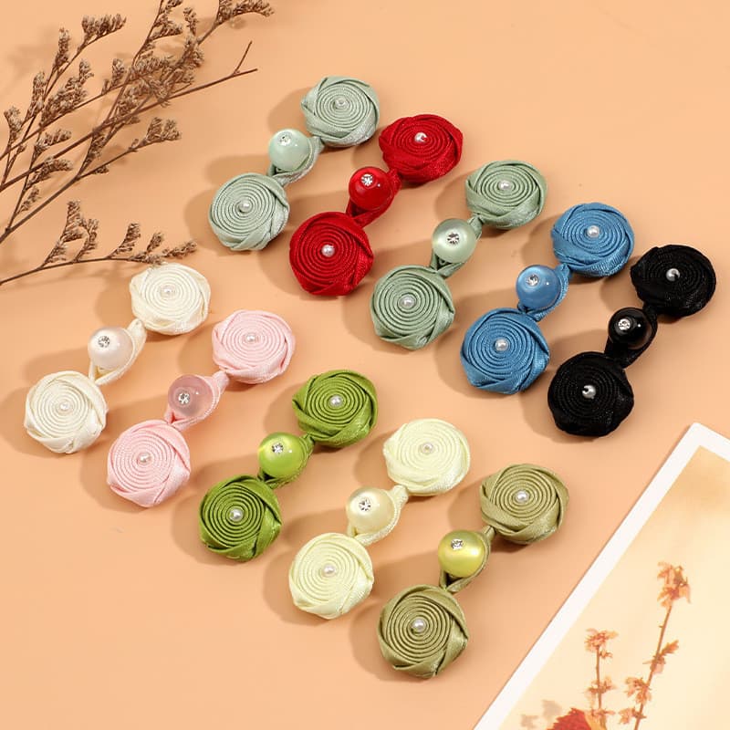 5 Pares Botão De Nó Chinês Cheongsam Botões Tang Terno Com Falso Jade Grânulo Prendedor DIY Artesanato Acessório De Roup