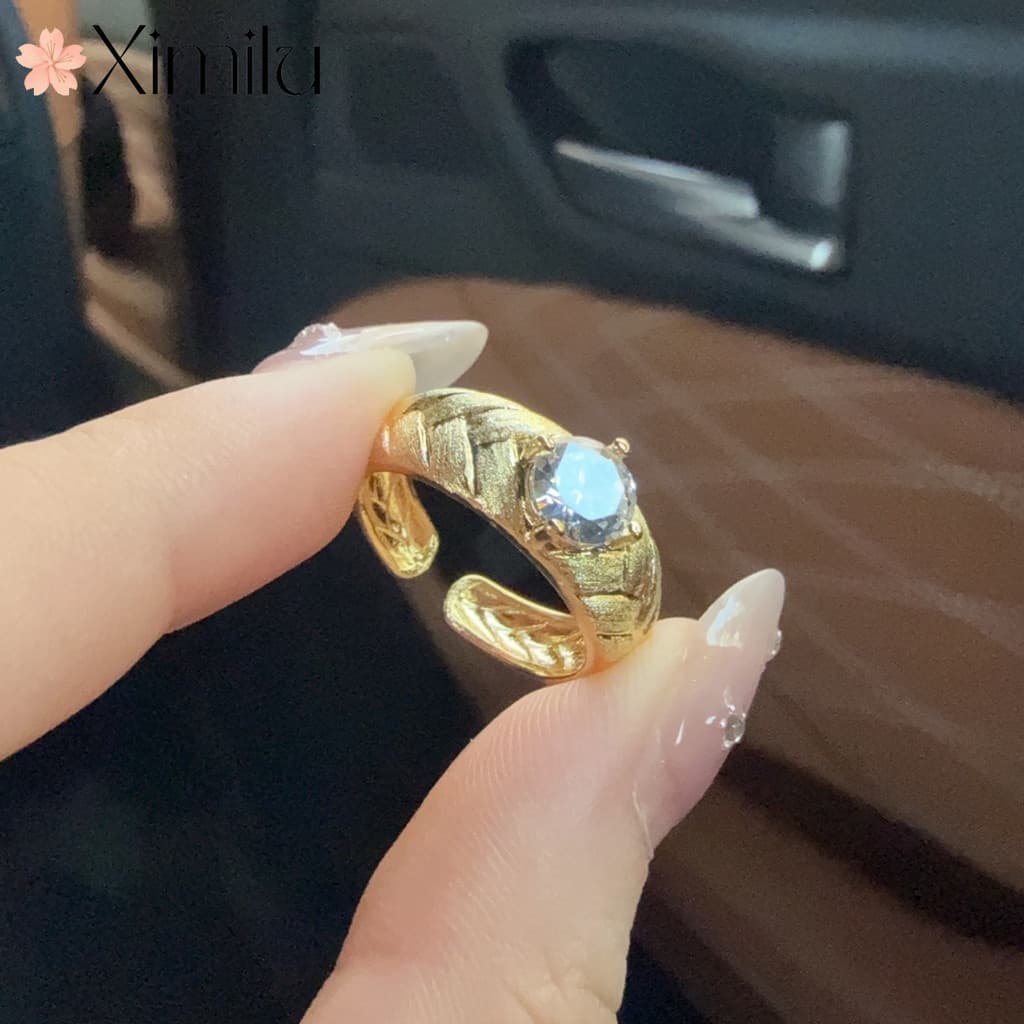 ❤ Itália Medieval escovado luz luxo High-End sentimento escovado artesanato trigo orelha trançado anel feminino moda jói