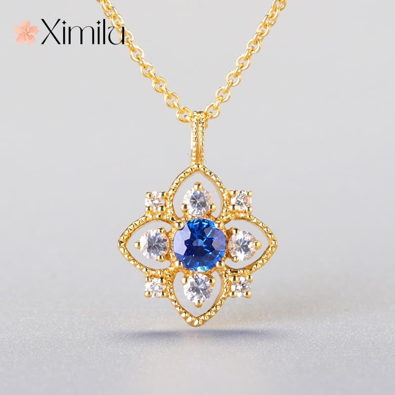 ❤ Original novo estilo oco incrustado safira pingente meninas clavícula corrente moda jóias