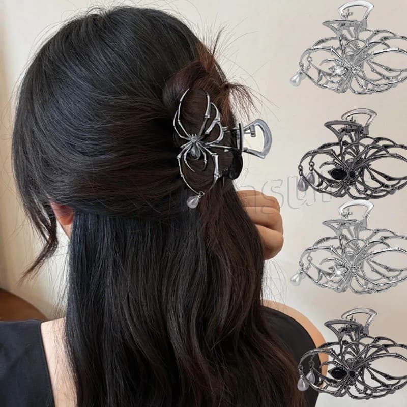 Garra De Cabelo Em Formato De Aranha-Gótica , Punk , Moda-Para Mulheres , Meninas , Festa , Uso Diário-Clipes De Tubarão