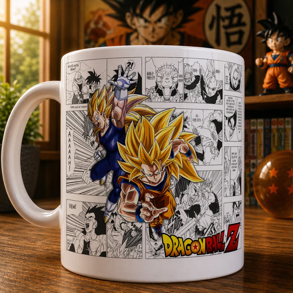 Caneca Coleção Dragon Ball Z Manga 325ml em Porcelana – Estampa Premium