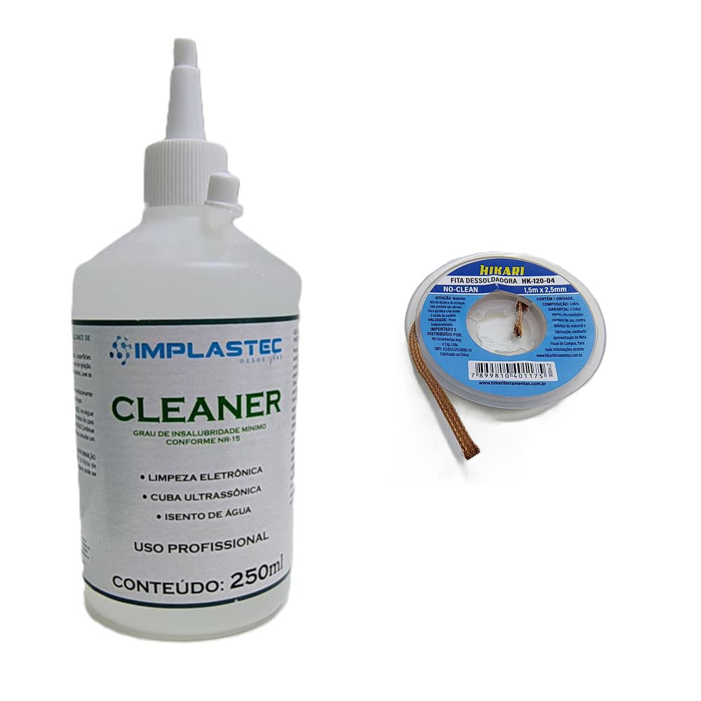 Kit Limpeza Placa  Cleaner 250ml + Fita Dessoldadora 2,5mm