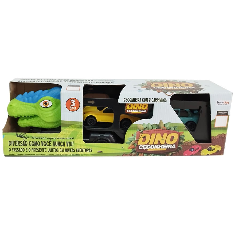 Caminhão Dino Cegonheira Preto com 2 Carrinhos Brinquedo Infantil Divertido