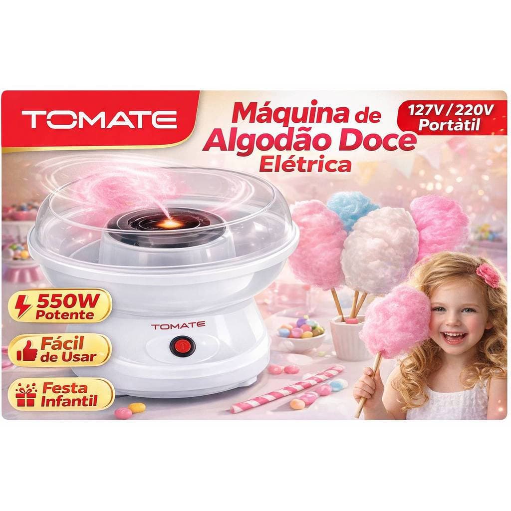 Máquina de Algodão Doce Elétrica 550W  Portátil para Casa e Festas 127V