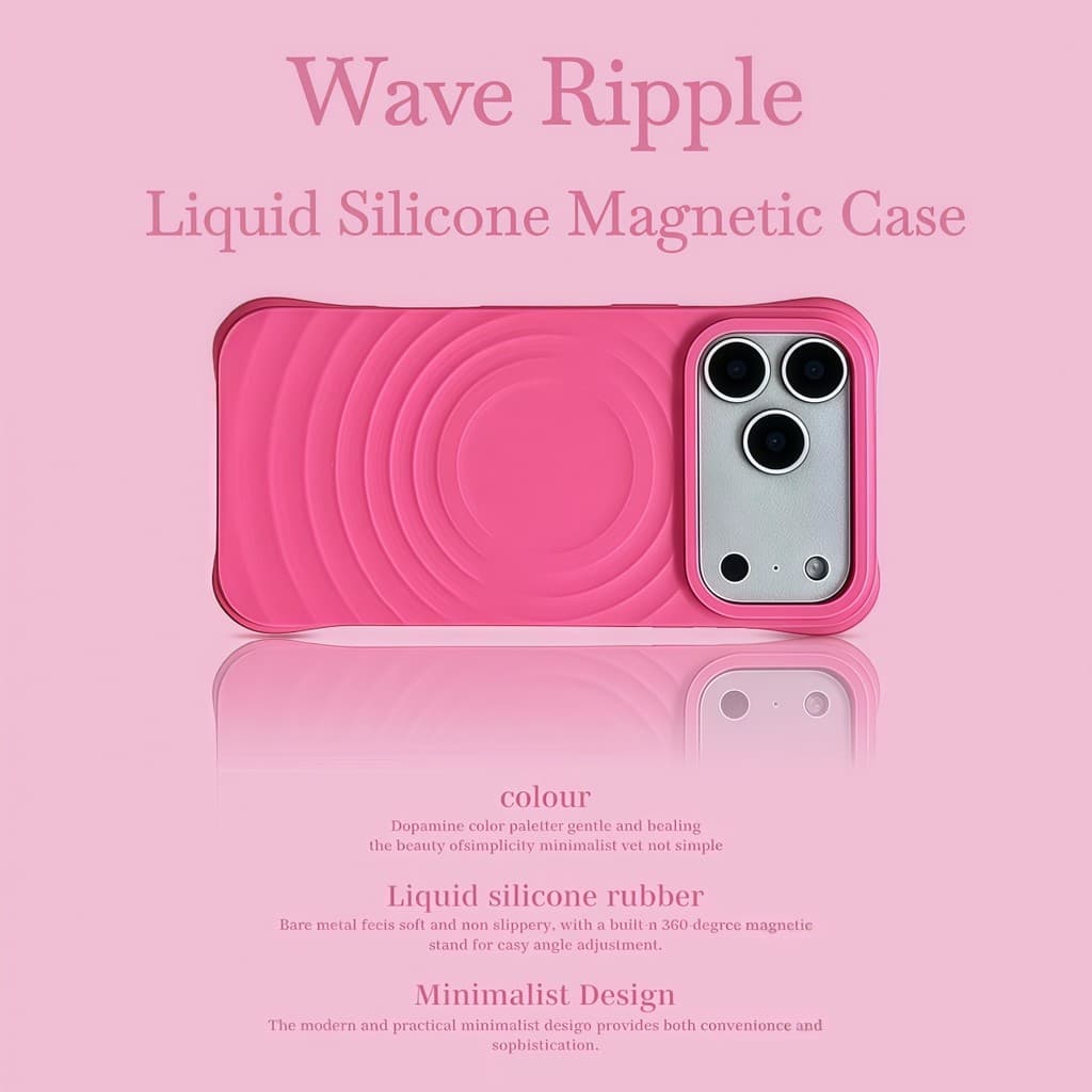Wave Ripple Padrão Capa De Telefone Magnética De Silicone Líquido Para IPhone 17 Pro Max Air 16 15 14 13 Anti-Drop Armad