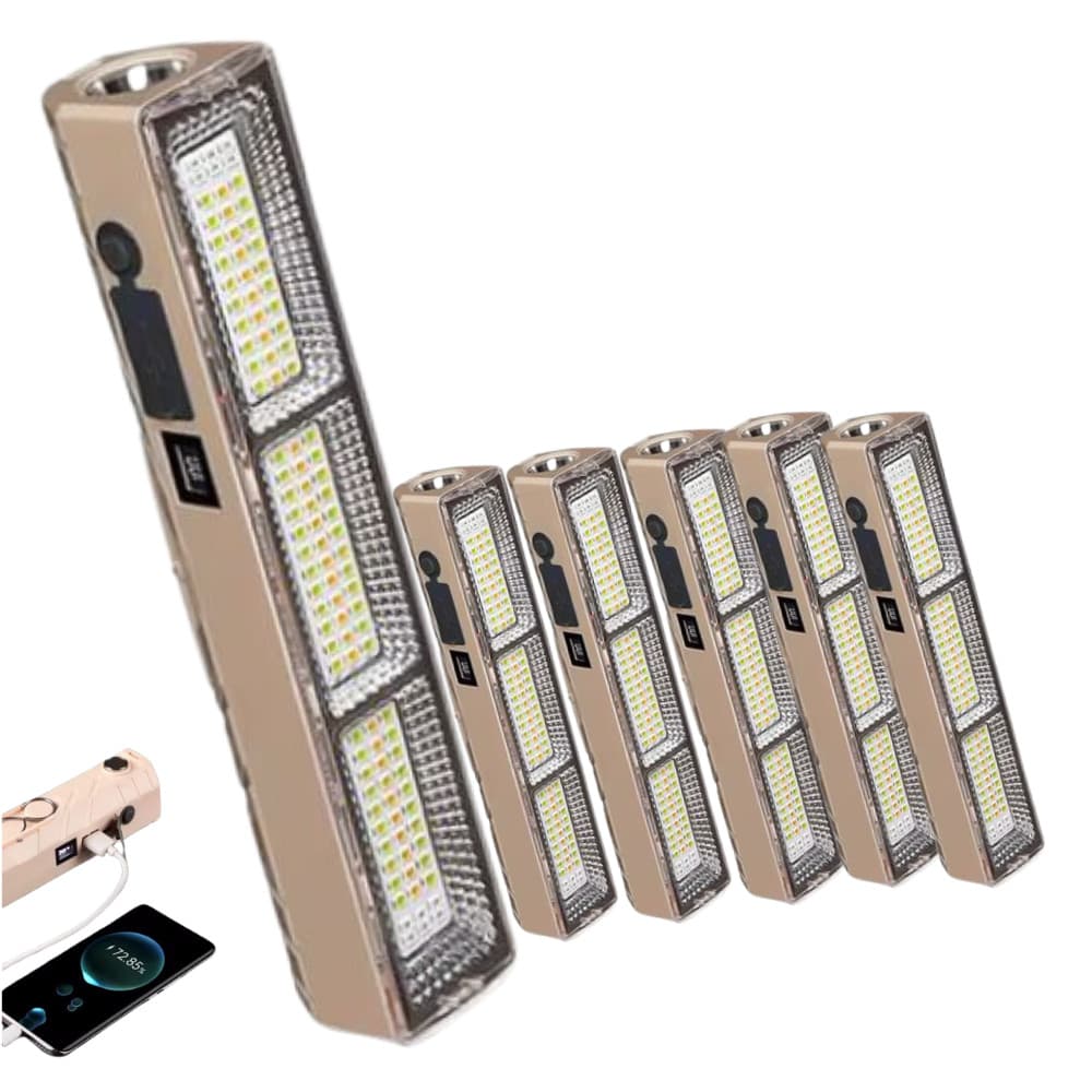 Kit 5 Emergência Luz Led Tubo 200w Emergência Camping Lampião Pesca Barraca Lanterna 22cm Luminoso Recarregável