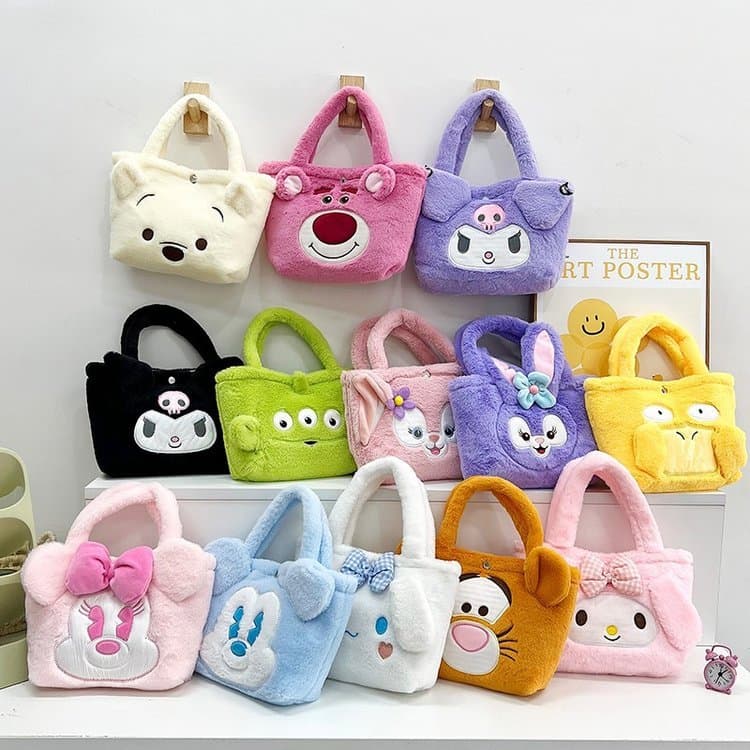 Bolsa de boneca fofa de grande capacidade feminina japonesa desenho animado bolsa de ombro uniforme