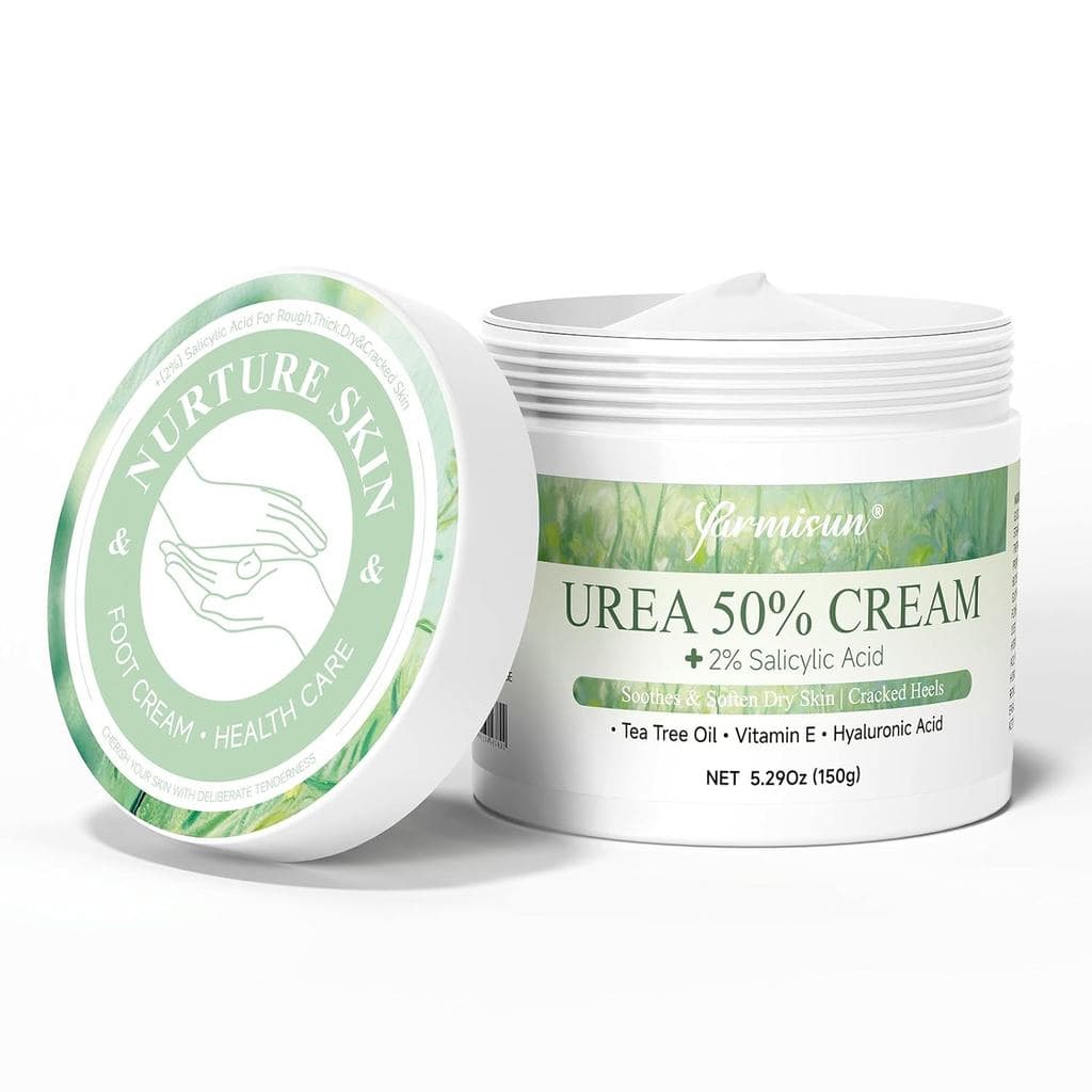 Creme de Ureia 50% para os Pés, Máxima Potência com Ácido Hialurônico para Pele Seca, Calcanhares Rachados, Removedor de