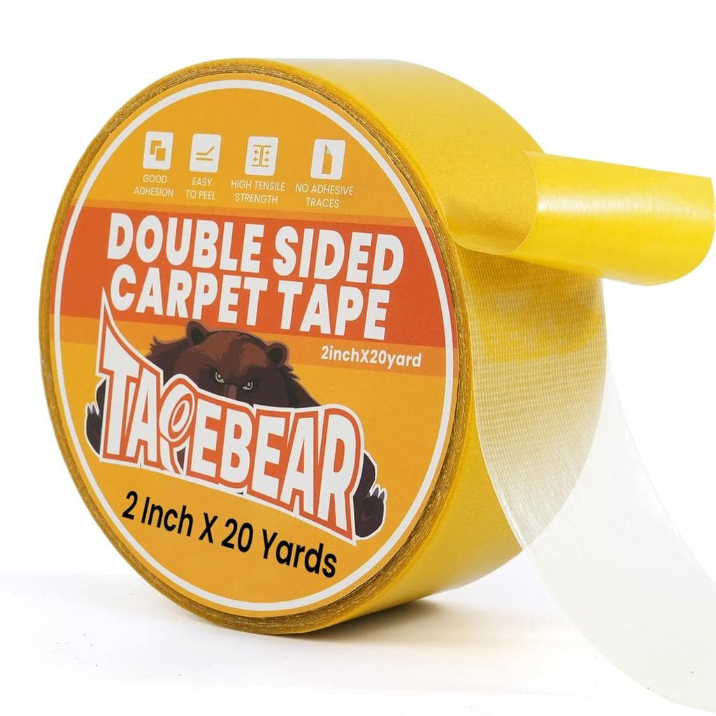 Fita Adesiva Dupla Face para Carpete TAPEBEAR 2 Polegadas x 20 Jardas, Fita Resistente para Tapetes Sem Resíduos, Fixado
