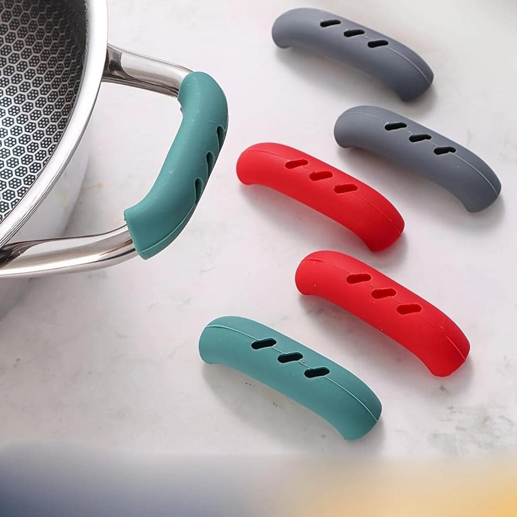 Capas de Silicone para Cabos de Panelas, Protetores de Cabos de Panelas Resistentes ao Calor, Verde-Azulado, Vermelho, C