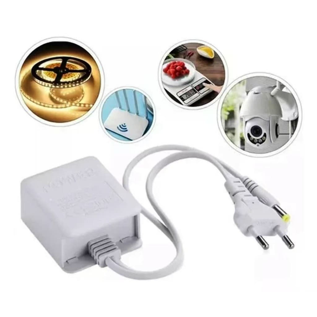 Fonte de Alimentação 12V 2A Bivolt Automática – Plug P4 para Câmeras, Fitas LED e Roteadores