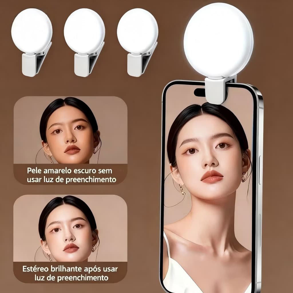 Anel Selfie Luz De Preenchimento Recarregável Bonito LED Ao Vivo Tirar Foto Flash Luzes Para Câmera Telefone