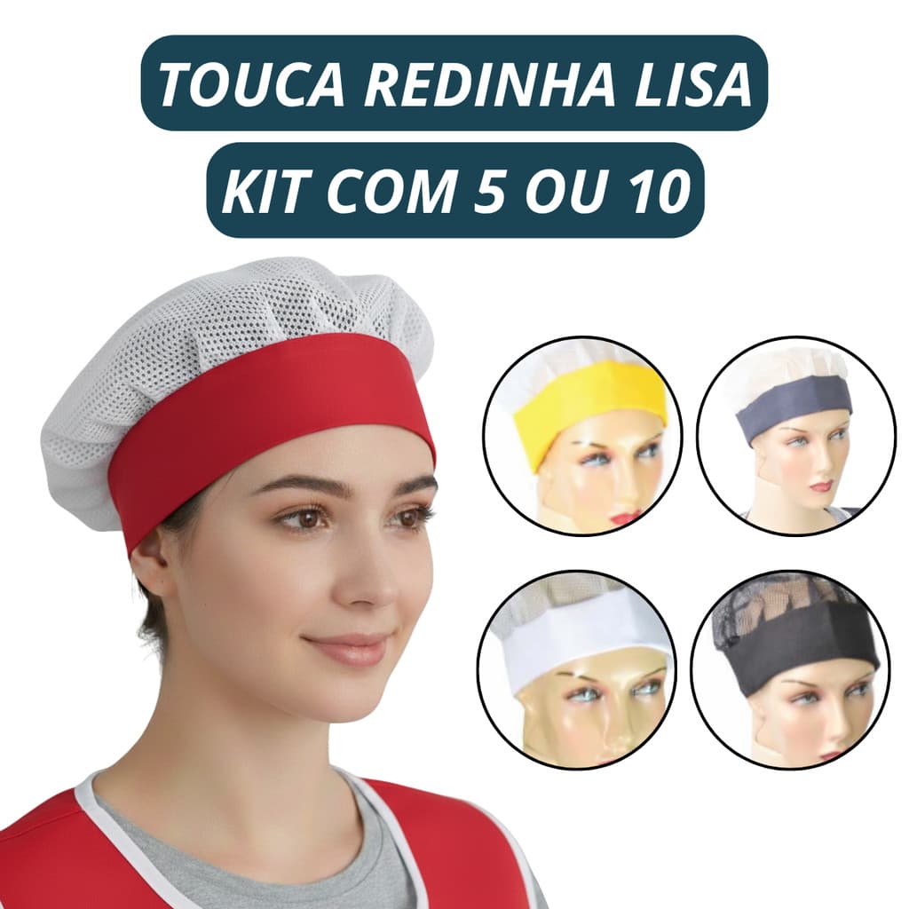 Touca Redinha de Proteção Capilar Atacado Lisa Tule Tergal Para Cozinha Açougue Padaria Restaurante