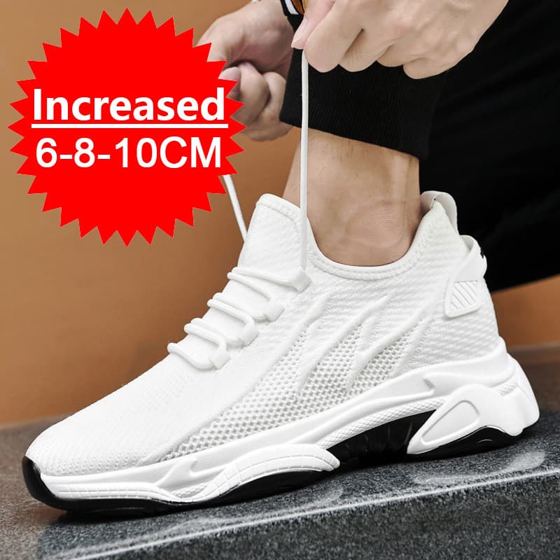 Tênis Masculino Elevador Sapatos Aumento De Altura Palmilha Casual 10cm 8cm 6cm Saltos Opcionais Mocassins Mais Altos Es
