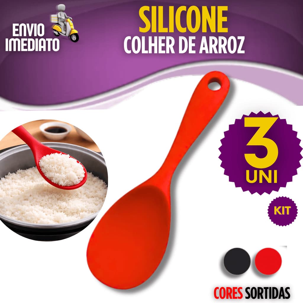 Colher De Arroz 1/2/3 Peças Silicone Forte Premium Cabo Curto Utensílios de Silicone Cozinha Buffet