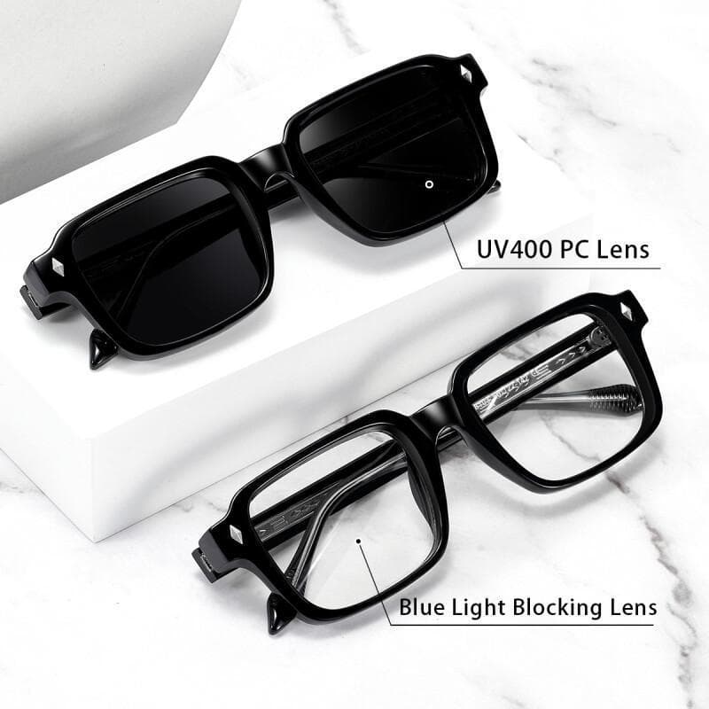 Óculos de Sol Quadrados Vintage com Rebites Estilo Punk, Unissex, Populares, para Uso Externo e Condução, Proteção UV400