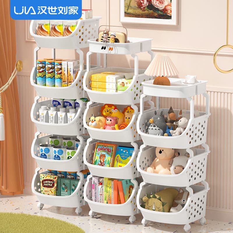 Hanshi Liujia Carrinho Rack Brinquedo Lanche Rack de armazenamento Sala de estar Piso móvel Rack de cozinha multicamadas