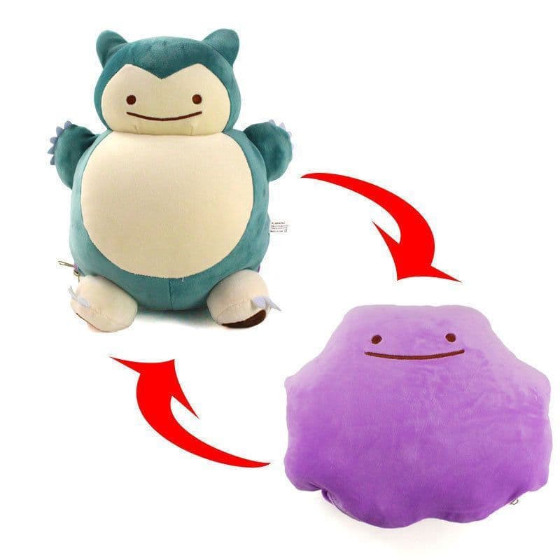 Almofada de pelúcia transformável de 20-30cm do anime Pokémon Snorlax Ditto, brinquedo macio e adequado para crianças se