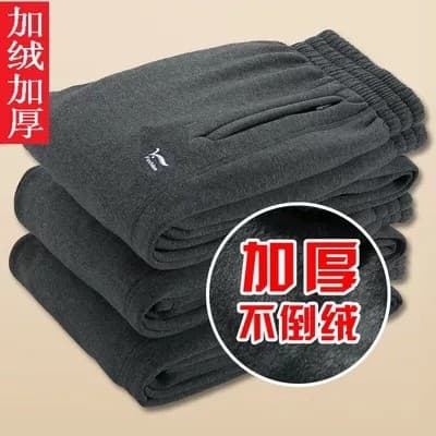 Calças esportivas para idosos de meia-idade, homens, outono inverno, forro de lã, engrossado, meia-idade, calças casuais