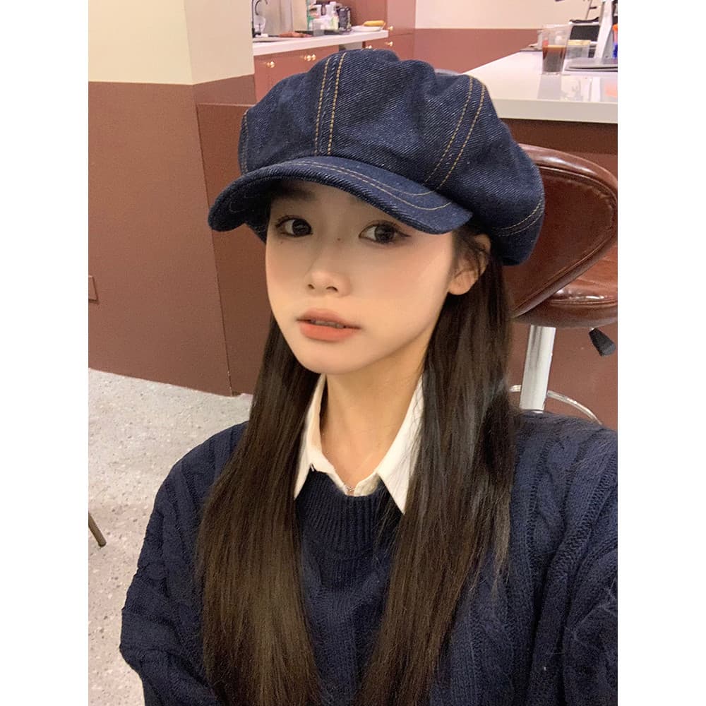 Nismoto estilo japonês versão grande boina feminina primavera grande circunferência da cabeça Retro Cowboy pintor chapéu