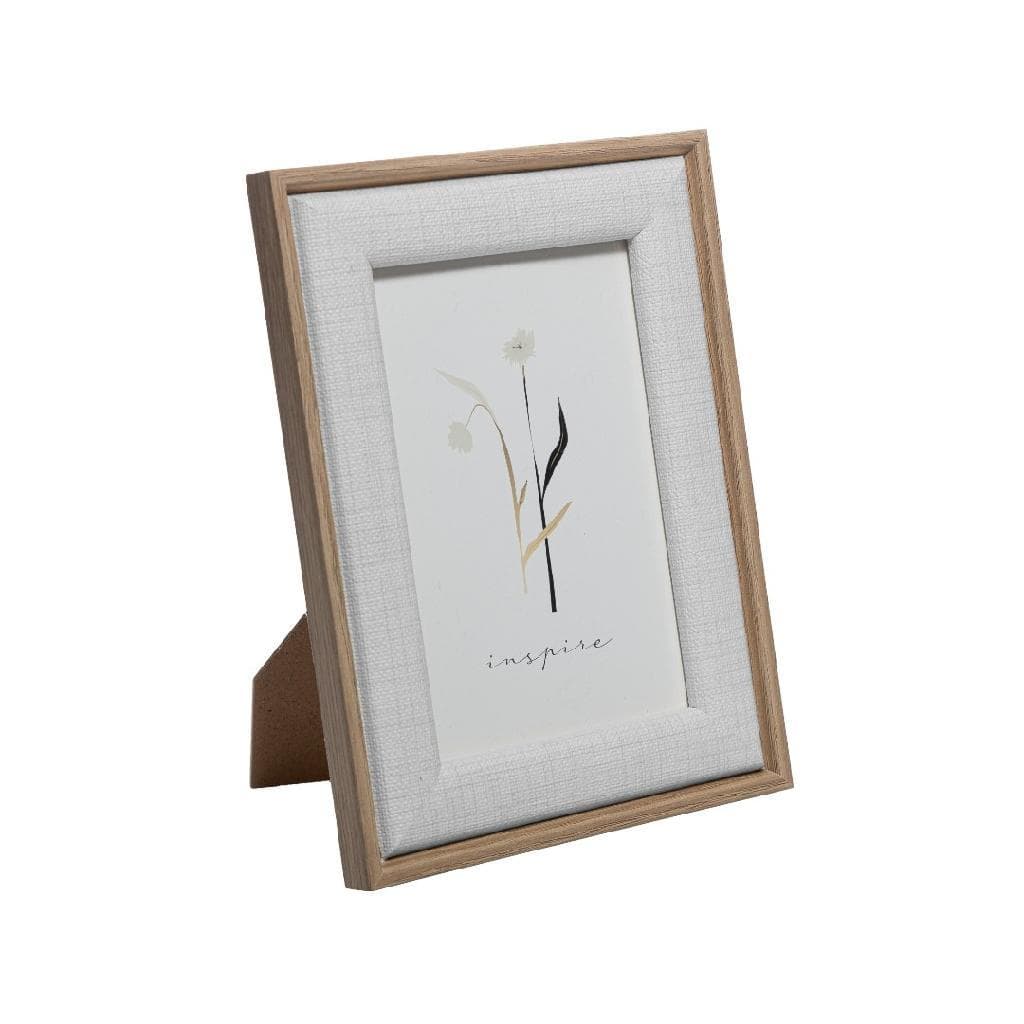 Porta Retrato Decorativo Lyor Happy 10x15 MDF Detalhe Linho Branco Elegância Para Sua Mesa