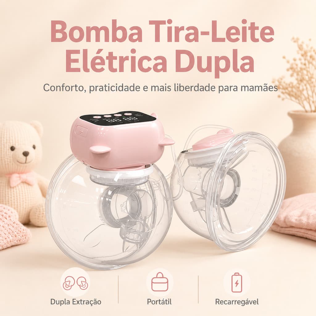 Bomba de Leite Elétrica Dupla Usável Sem Mãos | Portátil & Silenciosa