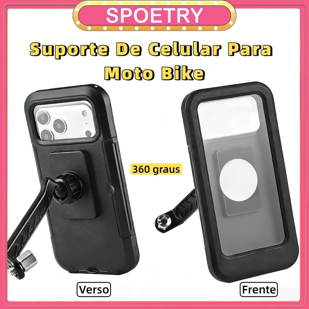 Suporte De Celular Para Moto Bike Á Prova Dágua 360° Articulado Serve Para Todos