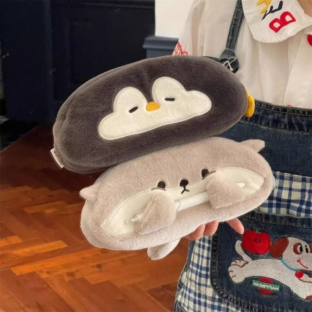 Estojo de lápis de grande capacidade, bolsa de lápis de pelúcia, bolsa de armazenamento para estudantes, material de pap