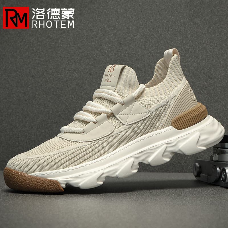 Sapatos de malha masculino respirável verão na moda All-Match 2024 novo estilo masculino nicho Design tecido tênis de so