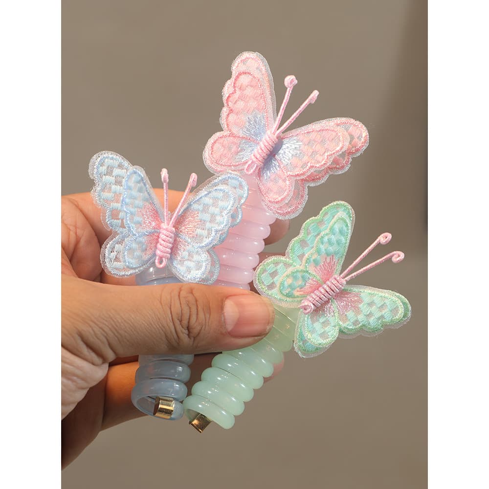 Novo estilo infantil borboleta linha telefônica feminino Curling laço de cabelo doce laço de cabelo de alto valor menina