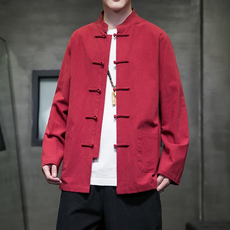 Primavera outono novo chinês Retro masculino estilo chinês camisa de linho masculino de manga comprida algodão linho abo