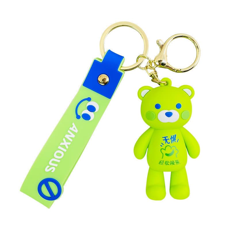 Bonito criativo dos desenhos animados Banana urso verde carro chaveiro mochila pingente estilo de cura ins casal pequeno