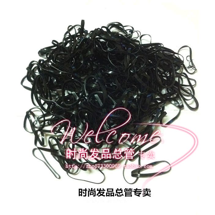 Cabelo enrolado preto pequeno elástico enrolado dispositivo de cabelo anel de cabelo corda cabeça corda cocar 1 pacote 2