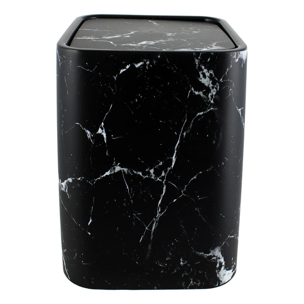 Lixeira 6L Banheiro Marmorizada Basculante Branca Preta Compacta Elegante Moderna Cozinha Escritório Banheiro