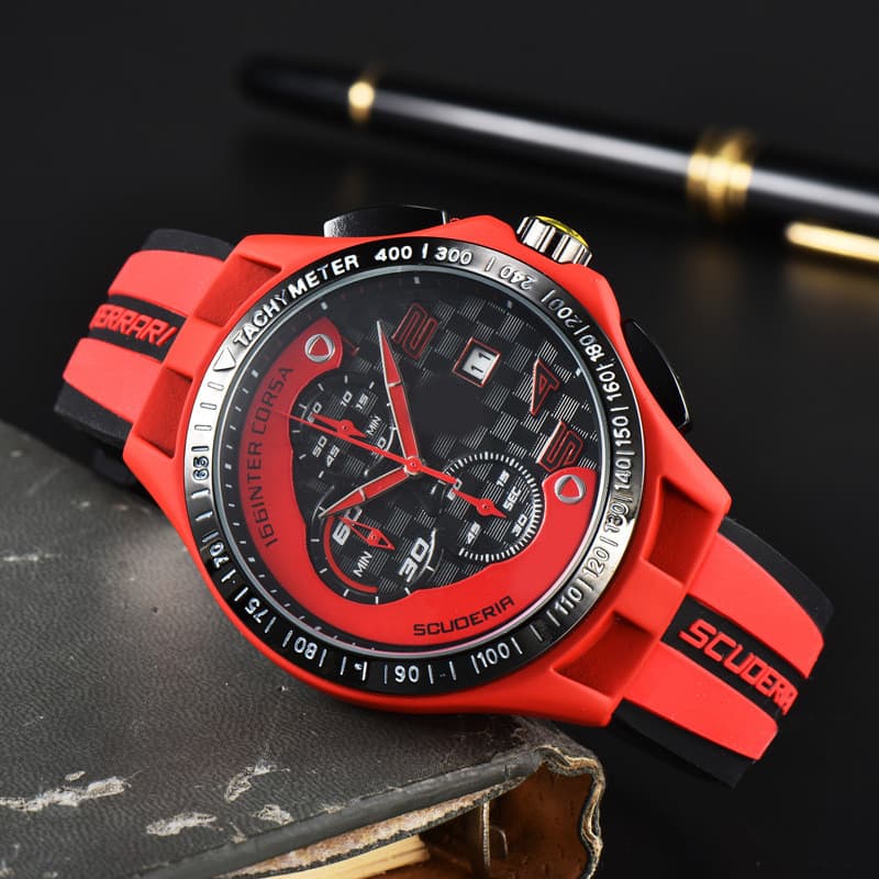 Driving Sense Racing Sports Style Six-Hand Full-Function Cronógrafo Elástico Masculino Casual Running Second Chronograph