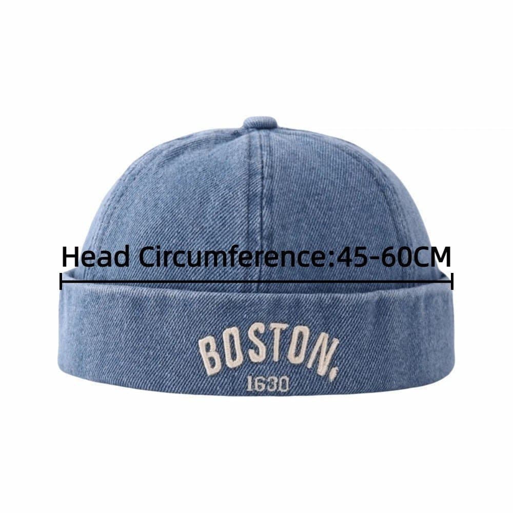 BRUCE1 Boné Infantil Sem Aba, Boné de Denim Lavado Ajustável para Crianças, Boné de Cor Sólida Estilo Cavalheiro