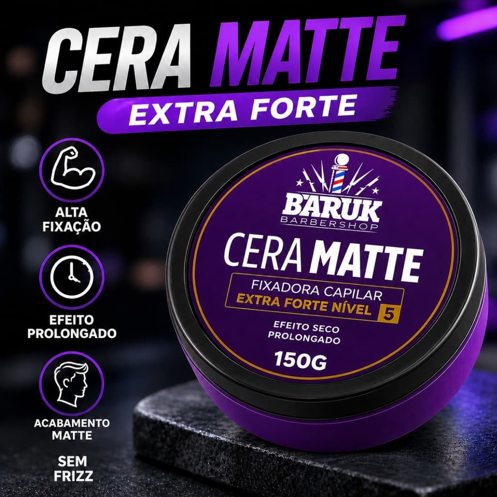 Cera Pomada Modeladora Efeito Matte 80g 150g Extra Forte Gel Cabelo Fixadora Sem Frizz Prolongado