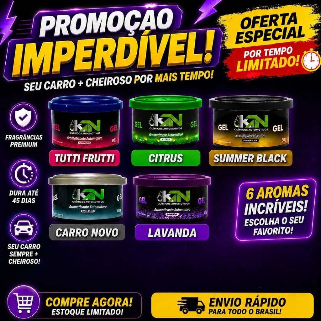 Aromatizante em gel Perfume KN automotivo Cheirinho 60g Vários aromas - Super Promoção