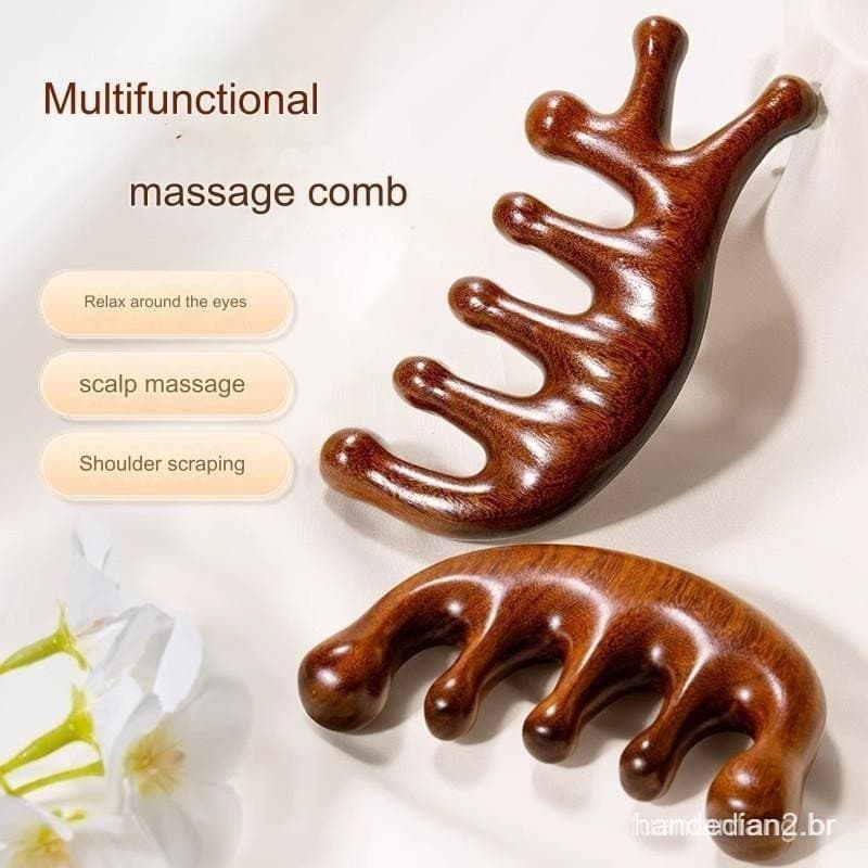 Cabeça de Massagem Raspadora de Resina Antiestática de Sândalo Couro Unissex Placa de Raspagem de Meridianos de Saúde Nu