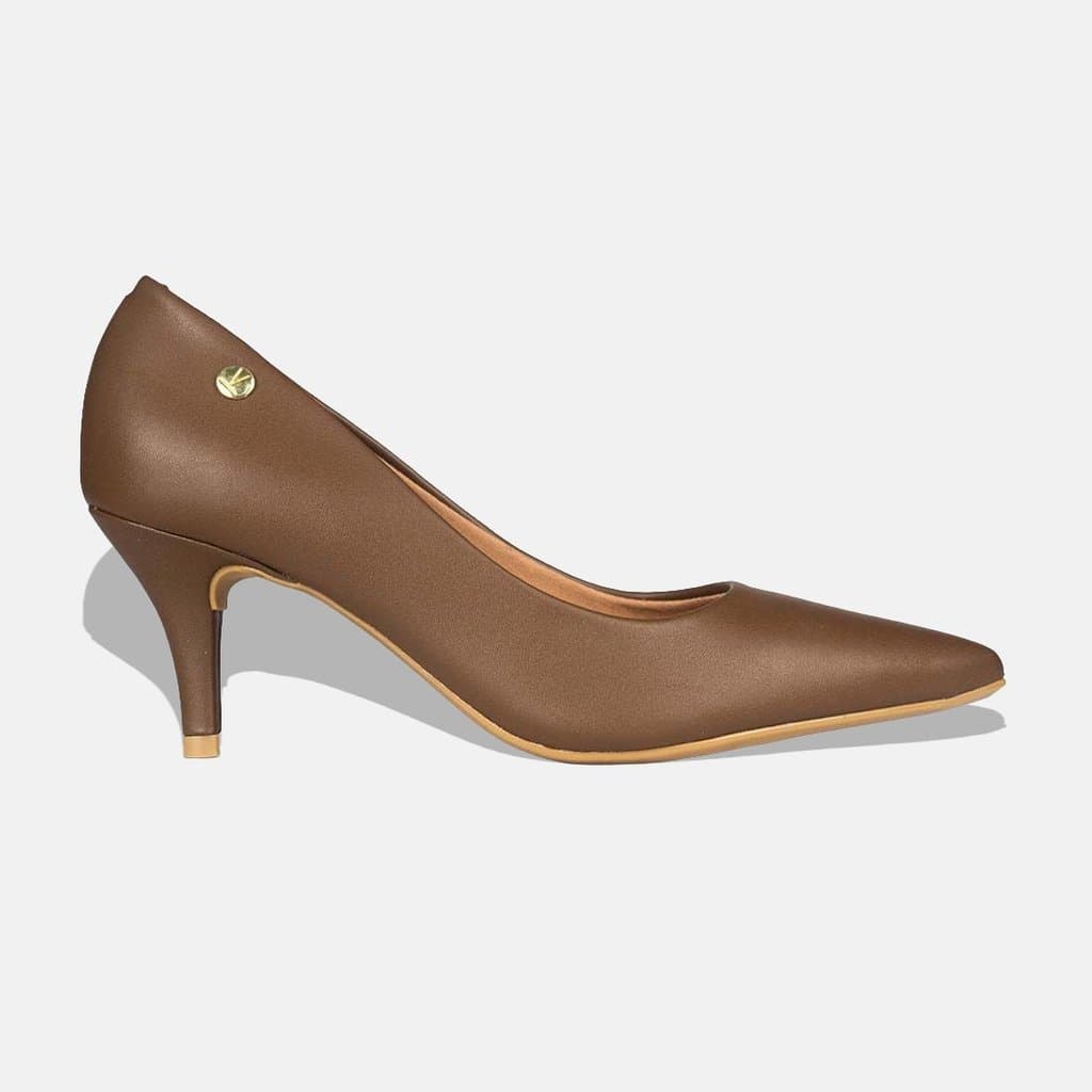 Sapato Scarpin Vizzano Bico Fino Salto Médio Pelica 1185.702.7286 Marrom Chocolate - 34