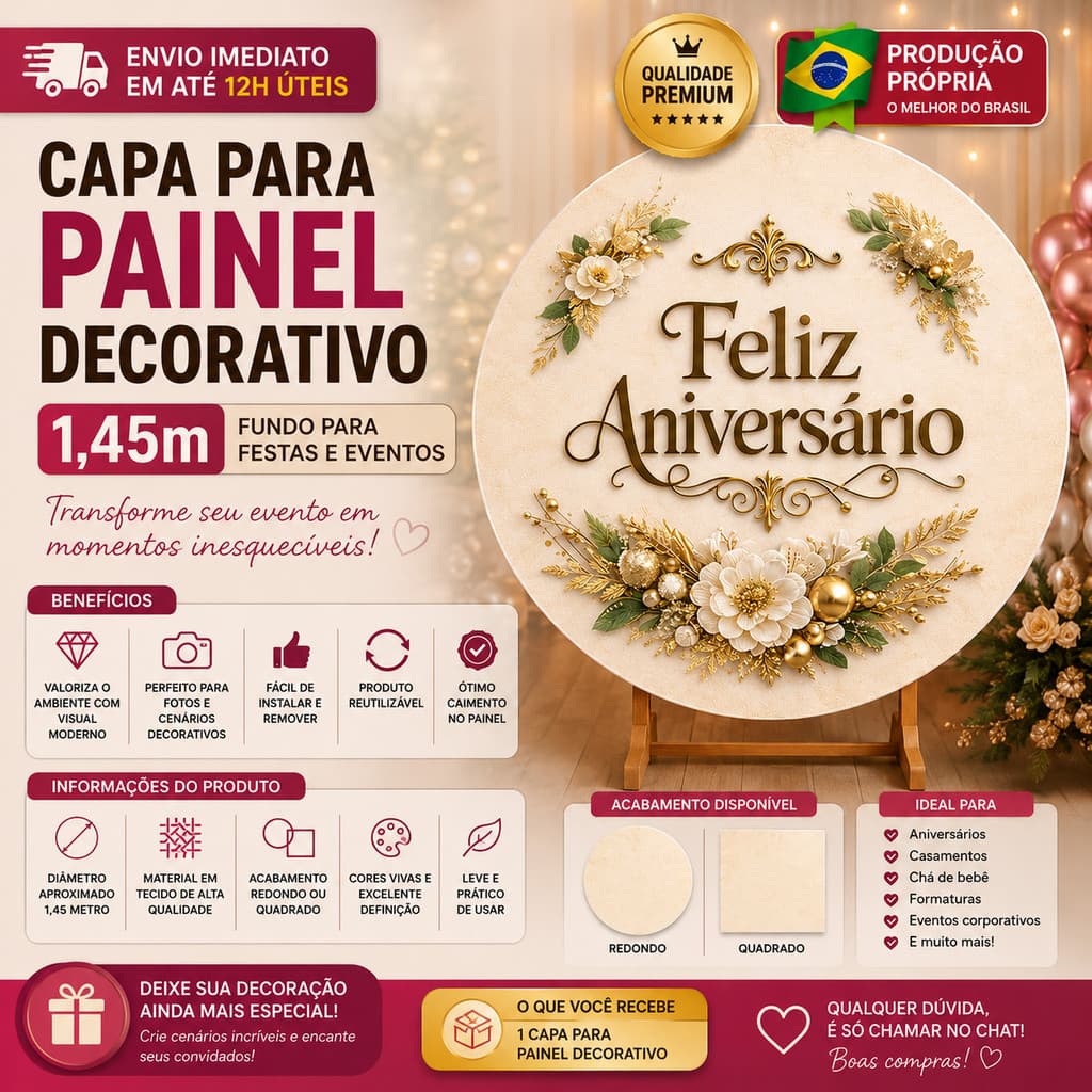 Capas Festa Aniversario Painel Redondo Decorativo Vários Temas