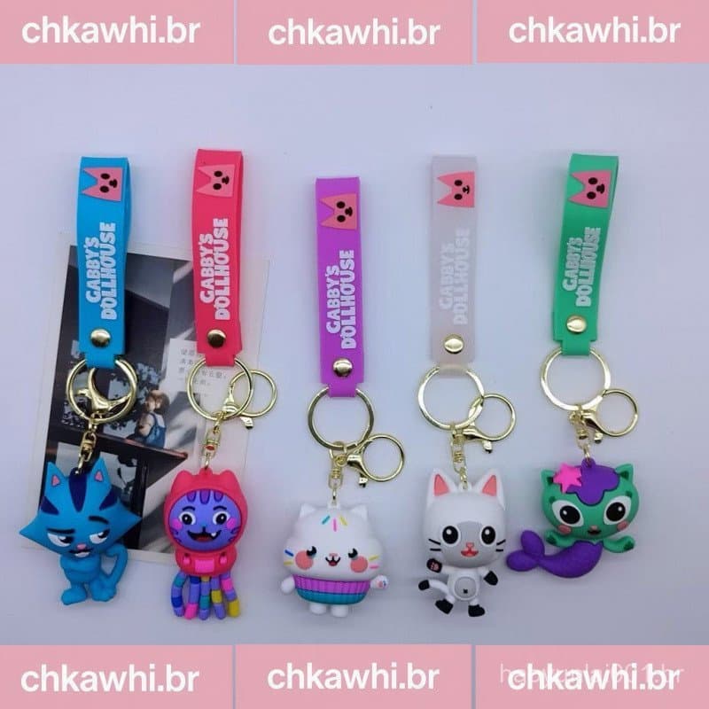 Chaveiros de Figuras de Casa de Bonecas Gabby, Modelo de Anime, Chaveiros de Bonecas, Porta-chaves de Carro Bonitos, Pen