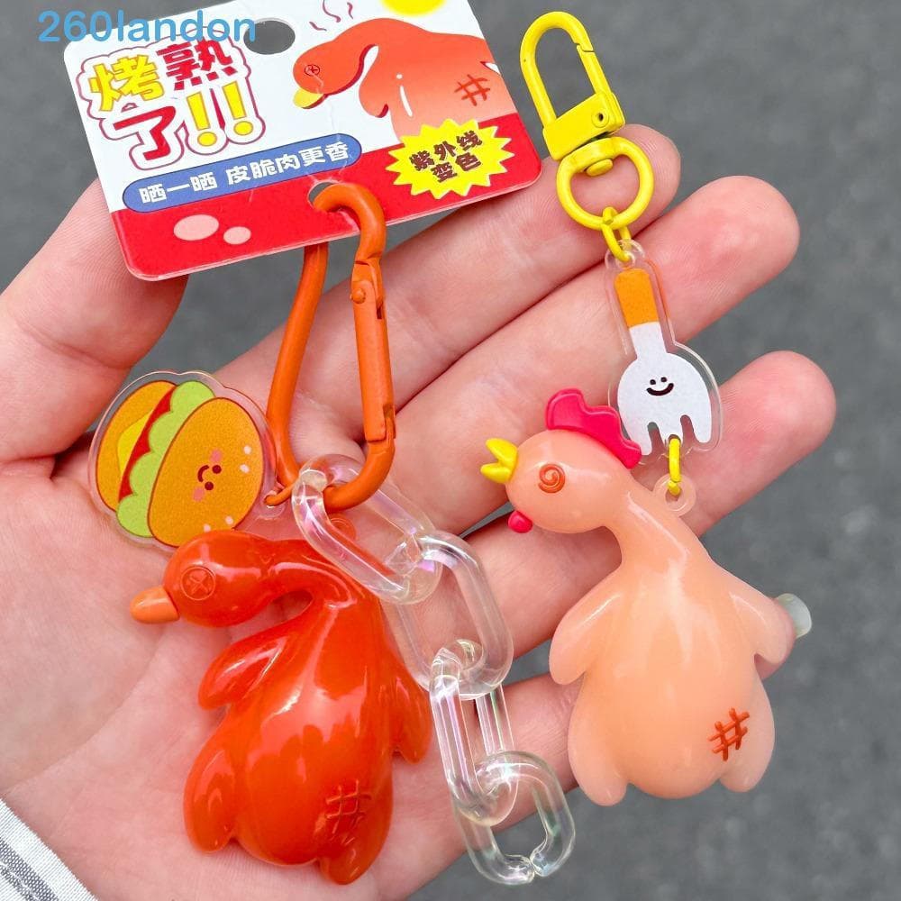 Chaveiro De Pato Assado LANDON , Criativo Engraçado Detecta Pingente Com Mudança De Cor UV , Frango De Desenho Animado