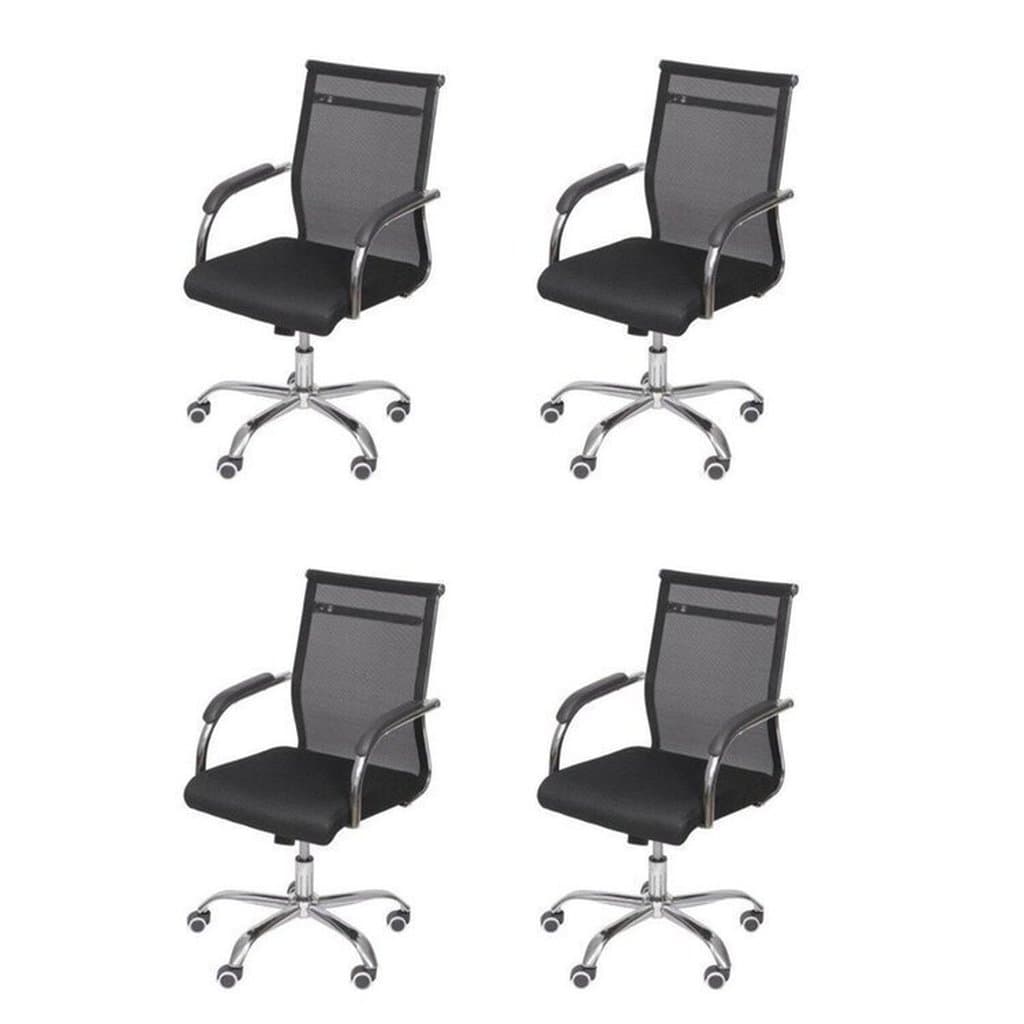 Kit 4 Cadeiras Escritorio Diretor Tela Mesh Roma 3312 Preto Cadeira Diretor