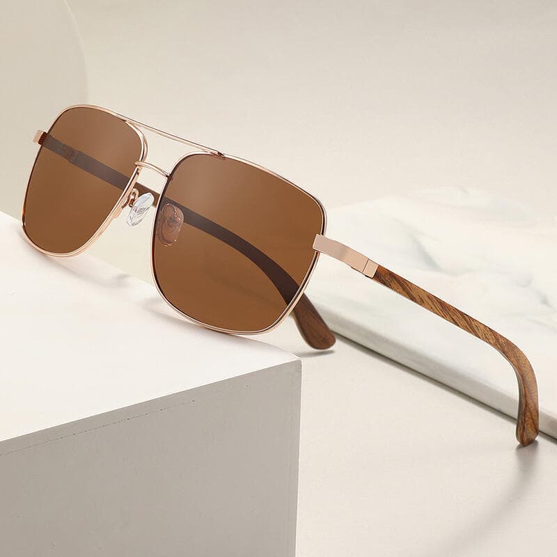 Óculos de Sol Polarizados de Madeira para Homens com Proteção UV para Viagens ao Ar Livre