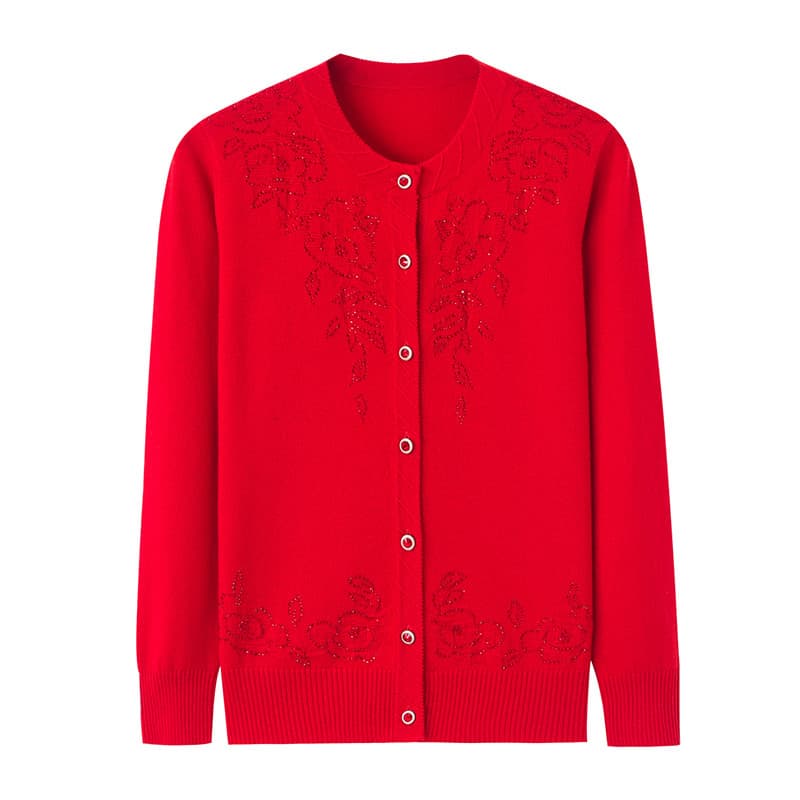 Veludo Jue malha cardigan jaqueta Cashmere camisola feminina de meia-idade idosos abotoado cardigan camisola feminina