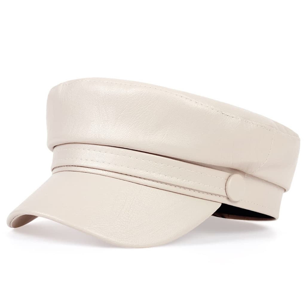 SDS Moda Feminina Grande Fivela De Cinto Chapéu De Couro Outono Inverno Chapéus De Marinheiro Senhoras Boina Bonés Homen