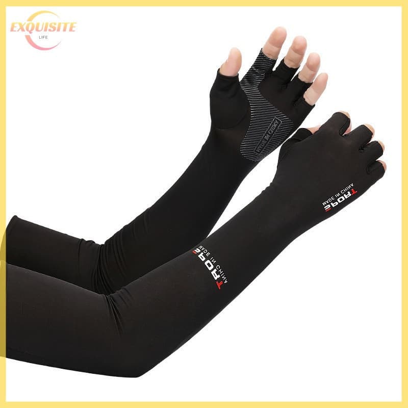 [EL] 2pcs Manga Do Braço Esportivo De Pesca De Corrida De Ciclismo Capa Escalada Proteção Solar UV Fria De Gelo Com Punh